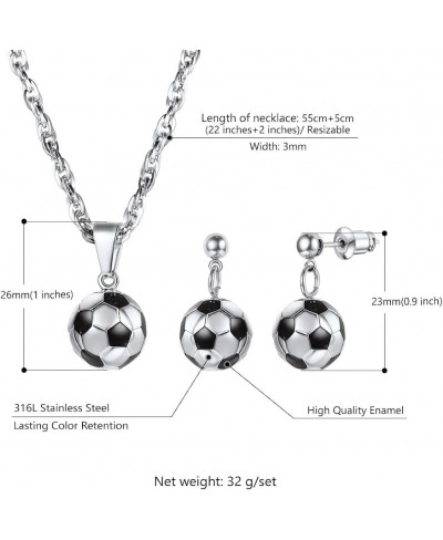 Stainless Steel 3D Soccer Football/Basketball Charm Necklace/Earrings Unisex Jewelry Boys Mens Girls Womens Fan Gift $15.87 J...