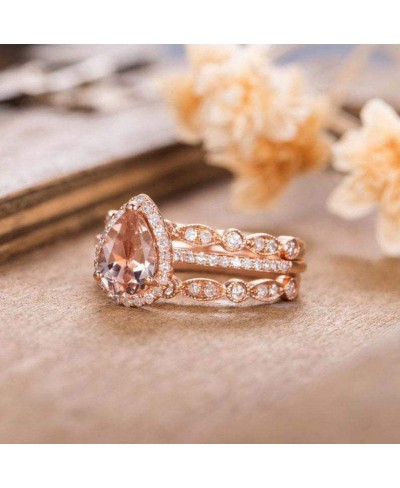 Exquisite Jewelry Ring Love Rings 3Pcs/Set Women Pear Shaped Rhinestone Stackable Rings Wedding Party Jewelry Gift Wedding Ba...