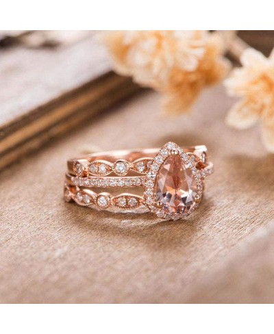 Exquisite Jewelry Ring Love Rings 3Pcs/Set Women Pear Shaped Rhinestone Stackable Rings Wedding Party Jewelry Gift Wedding Ba...