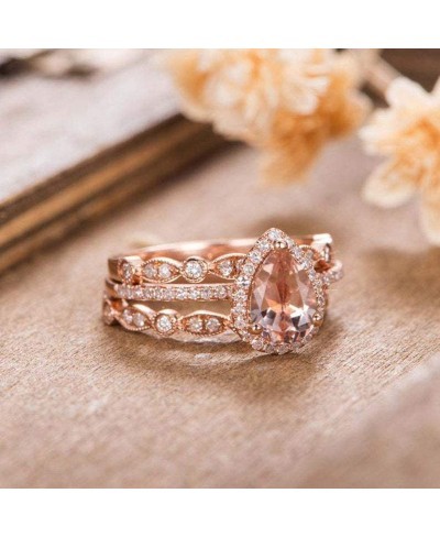 Exquisite Jewelry Ring Love Rings 3Pcs/Set Women Pear Shaped Rhinestone Stackable Rings Wedding Party Jewelry Gift Wedding Ba...