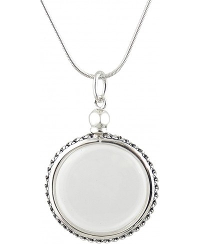 Sterling Silver Round Floating Clear Locket Necklace 18 Inch Snake Chain $31.34 Lockets