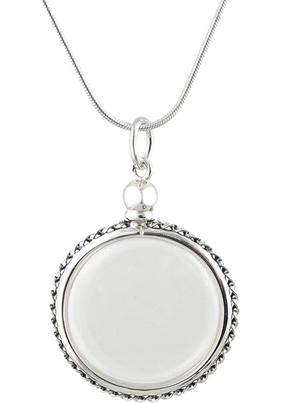 Sterling Silver Round Floating Clear Locket Necklace 18 Inch Snake Chain $31.34 Lockets