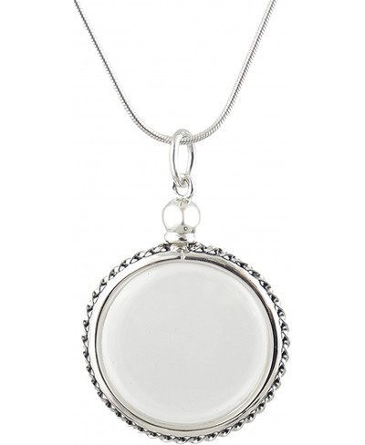 Sterling Silver Round Floating Clear Locket Necklace 18 Inch Snake Chain $31.34 Lockets