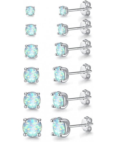 Opal Stud Earrings for Women Teens Girls Hypoallergenic 925 Sterling Silver Post Stud Earrings Sets for Multiple Piercing Jew...