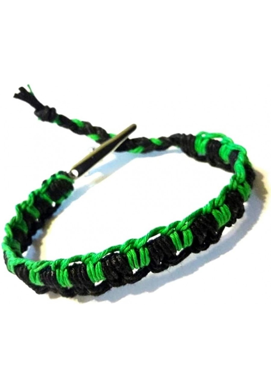 Men's Women's Green and Black Woven Interlocked Adjustable Alligator Clip Hemp Bracelet - Handmade $12.69 Strand