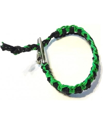 Men's Women's Green and Black Woven Interlocked Adjustable Alligator Clip Hemp Bracelet - Handmade $12.69 Strand