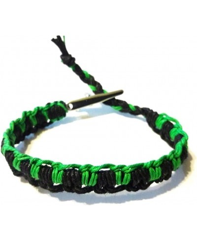 Men's Women's Green and Black Woven Interlocked Adjustable Alligator Clip Hemp Bracelet - Handmade $12.69 Strand