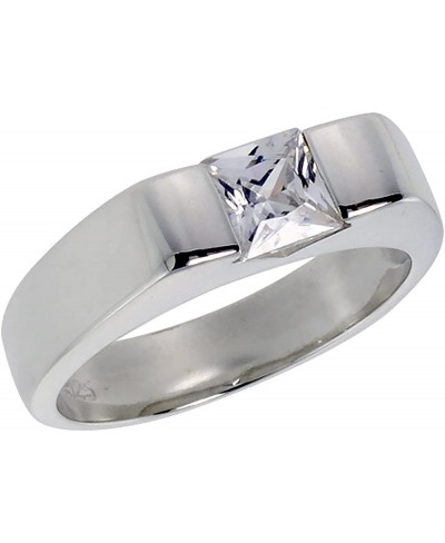 Sterling Silver Cubic Zirconia Solitaire Ring Princess Cut 3/4 ct Sizes 6-10 $38.24 Bands