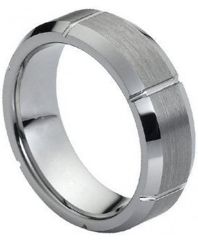 7mm Tungsten Carbide polished cuts on brushed center comfort fit Wedding Band Ring $23.15 Bands