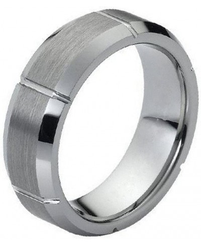 7mm Tungsten Carbide polished cuts on brushed center comfort fit Wedding Band Ring $23.15 Bands