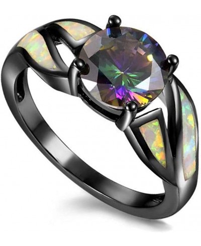 Black Rhodium Plated Fire Opal infinity Ring Cubic Zircon Wedding Engagement Anniversary Rings For women $15.02 Engagement Rings