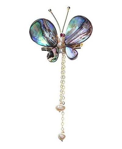 Handmade Natural Abalone Shell Pearl Fashion Butterfly Brooch Pin Shawl Pin Sweater Hat Scarf Clips Breastpin for Girl Women ...