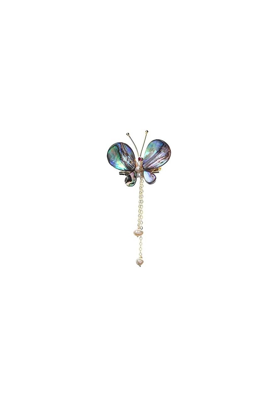 Handmade Natural Abalone Shell Pearl Fashion Butterfly Brooch Pin Shawl Pin Sweater Hat Scarf Clips Breastpin for Girl Women ...