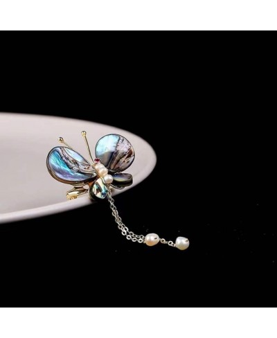 Handmade Natural Abalone Shell Pearl Fashion Butterfly Brooch Pin Shawl Pin Sweater Hat Scarf Clips Breastpin for Girl Women ...