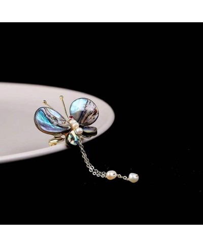 Handmade Natural Abalone Shell Pearl Fashion Butterfly Brooch Pin Shawl Pin Sweater Hat Scarf Clips Breastpin for Girl Women ...