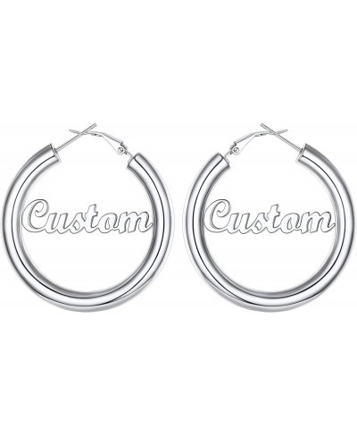 Personalized Custom Name Earrings for Women Stainless Steel 18K Gold Plated Unique Hoop Ear Charms $22.81 Hoop