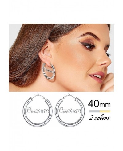 Personalized Custom Name Earrings for Women Stainless Steel 18K Gold Plated Unique Hoop Ear Charms $22.81 Hoop