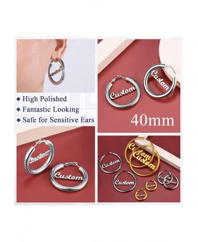 Personalized Custom Name Earrings for Women Stainless Steel 18K Gold Plated Unique Hoop Ear Charms $22.81 Hoop