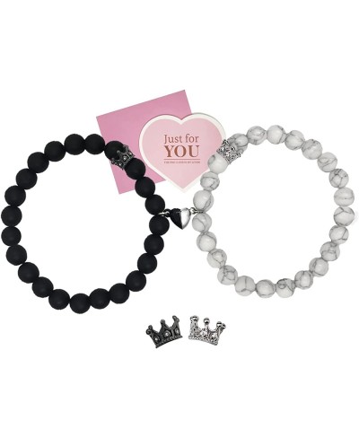 Magnetic Couples Bracelets King&Queen Crown Bracelets for Him and Her Matching Bracelets for Couple Long Distance Relationshi...