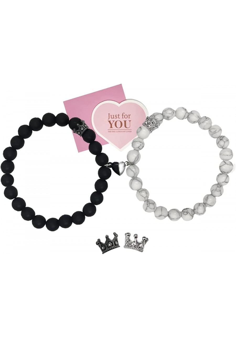 Magnetic Couples Bracelets King&Queen Crown Bracelets for Him and Her Matching Bracelets for Couple Long Distance Relationshi...