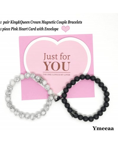 Magnetic Couples Bracelets King&Queen Crown Bracelets for Him and Her Matching Bracelets for Couple Long Distance Relationshi...