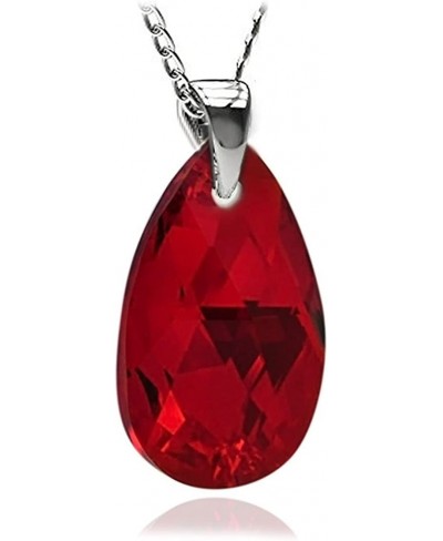 Sterling Silver Made with Swarovski Elements Red Teardrop Pendant Necklace 18 $22.60 Pendants & Coins