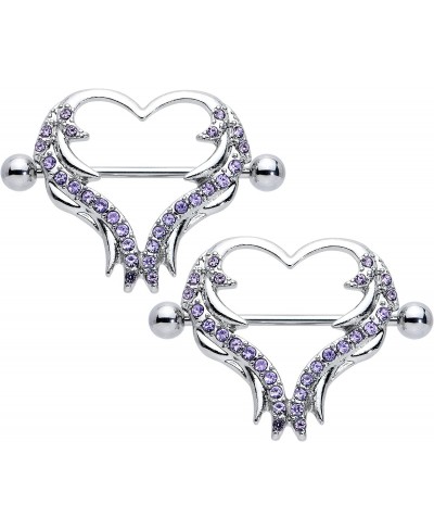 2Pc 14G Nipplerings Piercing Women Steel Color Rock Heart Nipple Shield Nipple Ring Set 3/4 $19.44 Piercing Jewelry