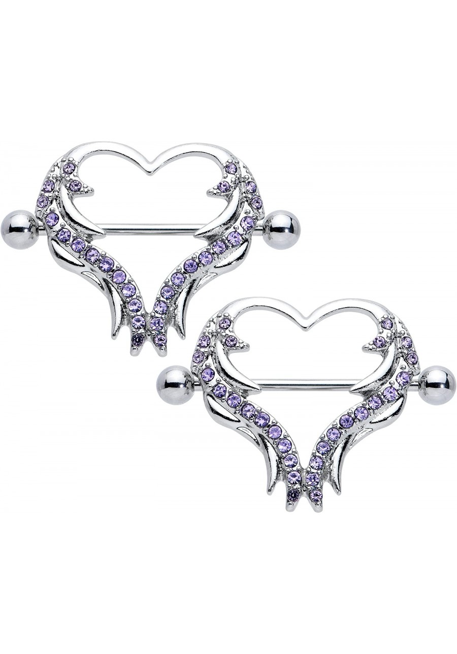 2Pc 14G Nipplerings Piercing Women Steel Color Rock Heart Nipple Shield Nipple Ring Set 3/4 $19.44 Piercing Jewelry