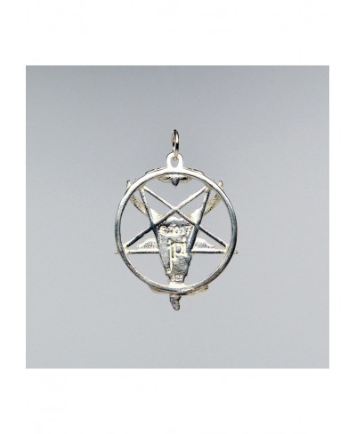 Sterling Silver Baphomet Satanic Goat Head on Inverted Pentacle Pentagram One Inch Pendant $22.56 Pendants & Coins