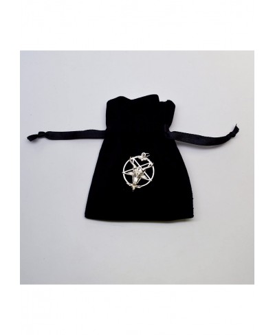 Sterling Silver Baphomet Satanic Goat Head on Inverted Pentacle Pentagram One Inch Pendant $22.56 Pendants & Coins