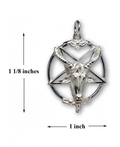 Sterling Silver Baphomet Satanic Goat Head on Inverted Pentacle Pentagram One Inch Pendant $22.56 Pendants & Coins