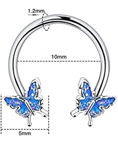 Septum Ring Horseshoe Hoop Ring Nose Rings Cartilage Earring Butterfly Helix Piercing Body Jewelry for Women Men $8.68 Pierci...