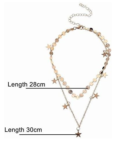 Disc Chain Star Tassel Layering Choker Necklace for Women Girls Golden $8.14 Chokers