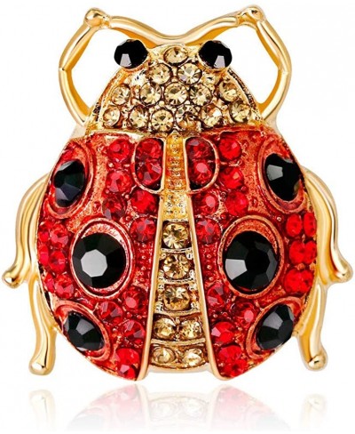 Creative Cartoon Ladybug Crystal Corsage for Women Diamond Dress Brooch Pin Collar Jewelry for Women Corsages Scarf Clip Red ...