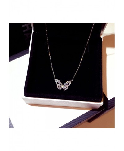 Butterfly Pendant Necklace Rhinestone Chain for Women Bling Silver Chain Crystal Choker Necklace Jewelry $8.19 Chokers