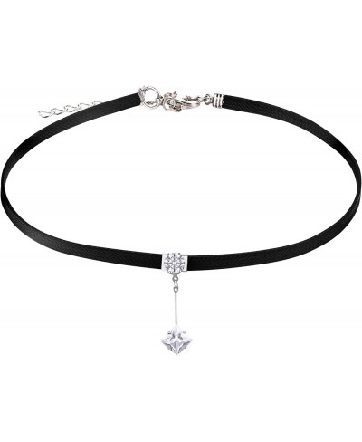 Black Leather Choker Necklace for Women $14.36 Chokers