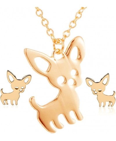 Stainless Steel Chihuahua Puppy Dog Pendant Necklace Earrings for Women Cute Pet Animal Stud Earring Set Jewelry $13.97 Jewel...