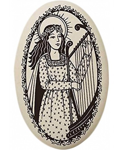 St Cecilia Porcelain Oval Medal on Continuous Braided Cord Patron Saint of Musicians and Singers $22.42 Pendants & Coins