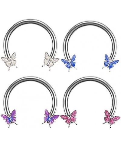 Septum Ring Horseshoe Hoop Ring Nose Rings Cartilage Earring Butterfly Helix Piercing Body Jewelry for Women Men $8.68 Pierci...