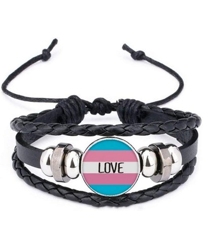 Love Transgender LGBT Support Bracelet Braided Leather Rope Bead Wristband $22.54 Charms & Charm Bracelets