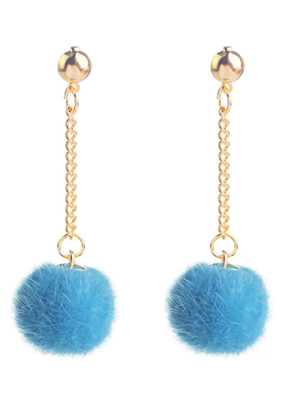 Faux Fur Pom Pom Tassel Drop Dangle Earrings Set $7.82 Drop & Dangle