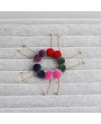 Faux Fur Pom Pom Tassel Drop Dangle Earrings Set $7.82 Drop & Dangle