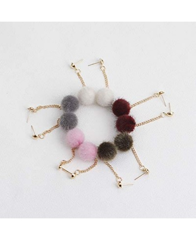 Faux Fur Pom Pom Tassel Drop Dangle Earrings Set $7.82 Drop & Dangle