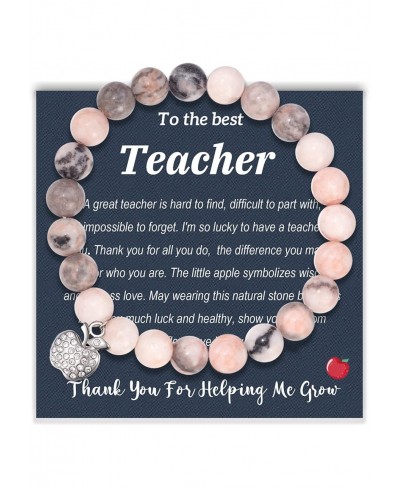 Teacher Appreciation Gifts for Women Natural Stone Apple Bracelets Birthday Thanksgiving Teacher's Day Retirement Christmas G...