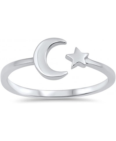 Sterling Silver Moon Star Ring $9.41 Bands