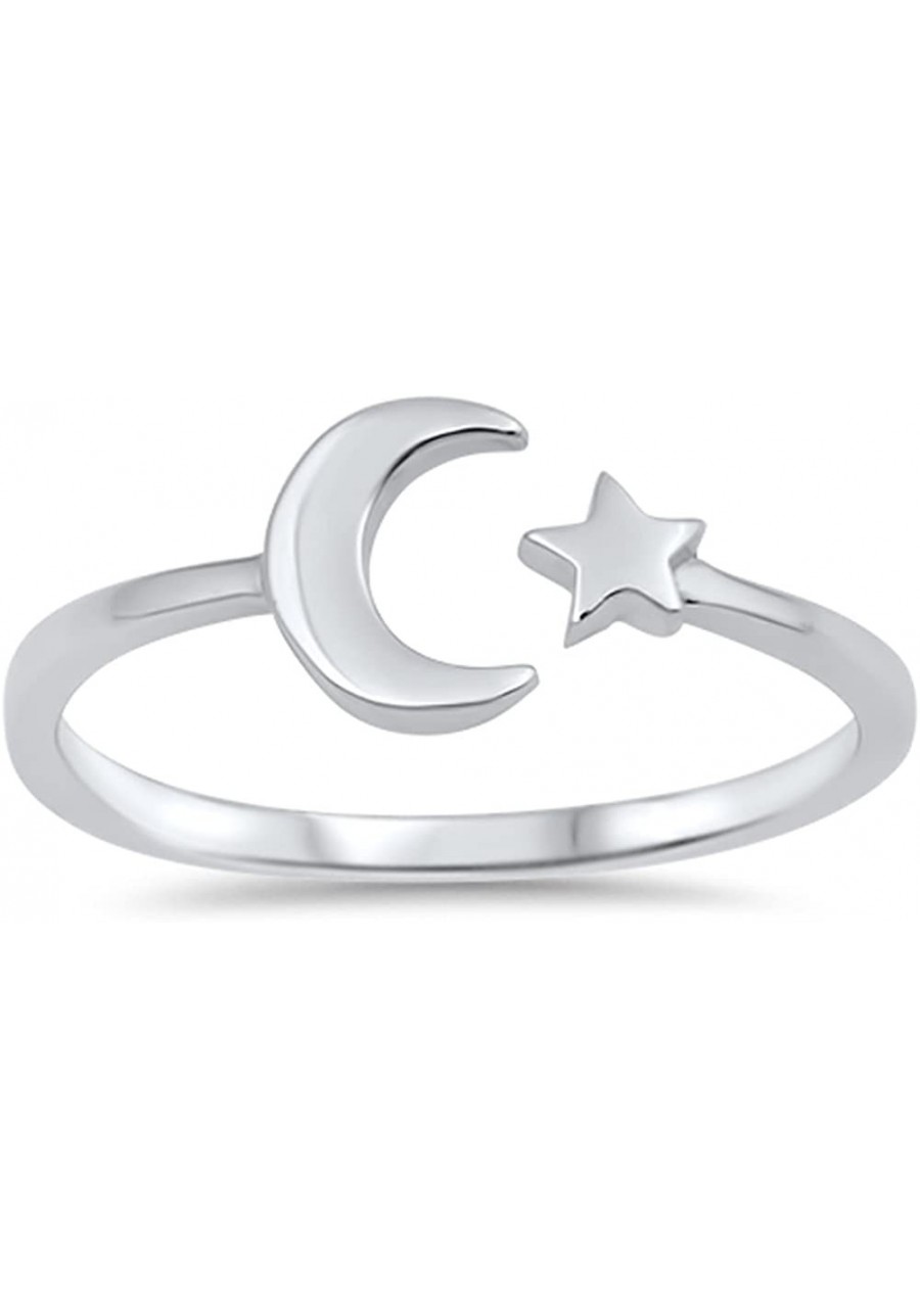 Sterling Silver Moon Star Ring $9.41 Bands