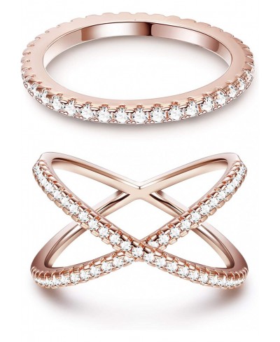 Eternity Bands Stackable Rings for Women CZ X Criss Cross Rings Set $6.36 Eternity Rings