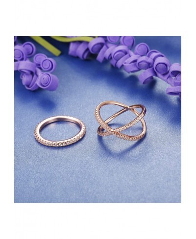 Eternity Bands Stackable Rings for Women CZ X Criss Cross Rings Set $6.36 Eternity Rings