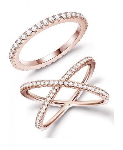 Eternity Bands Stackable Rings for Women CZ X Criss Cross Rings Set $6.36 Eternity Rings