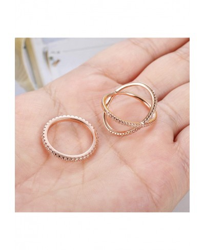 Eternity Bands Stackable Rings for Women CZ X Criss Cross Rings Set $6.36 Eternity Rings